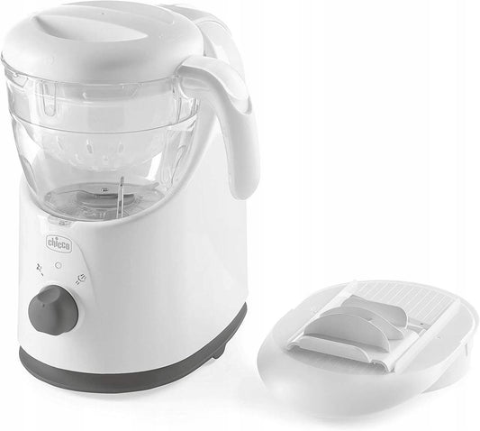 CHICCO Easy Meal 4w1 robot kuchenny 1550 ml biały z szatkownicą Cut Express i akcesoriami, stan powystawowy