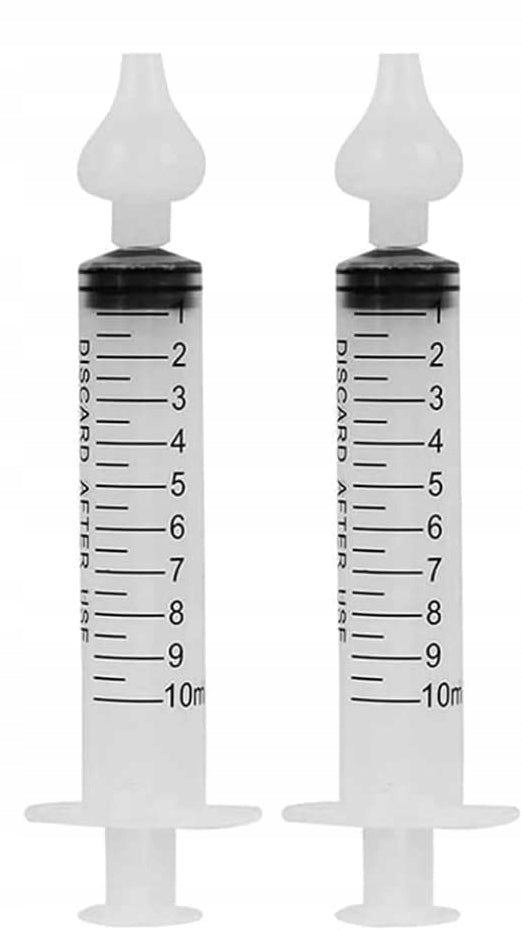 BABY AGE irygator strzykawki do nosa 2 sztuki 10ml, 2 białe irygatory z silikonową końcówką