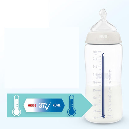 NUK First Choice zestaw 4x butelka 150/300 ml smoczki S/M 0-3m+ WIELORYB butelka 300 ml z wskaźnikiem temperatury