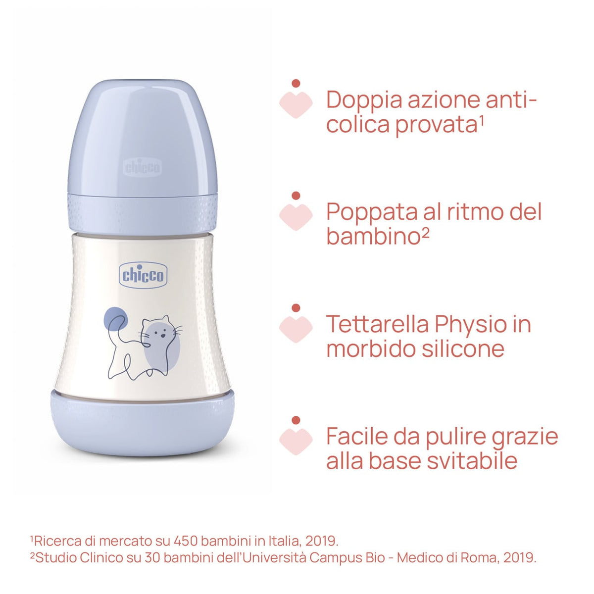 Chicco Perfect5 Bottle, 150 ml, Slow Flow, Blue, 0m