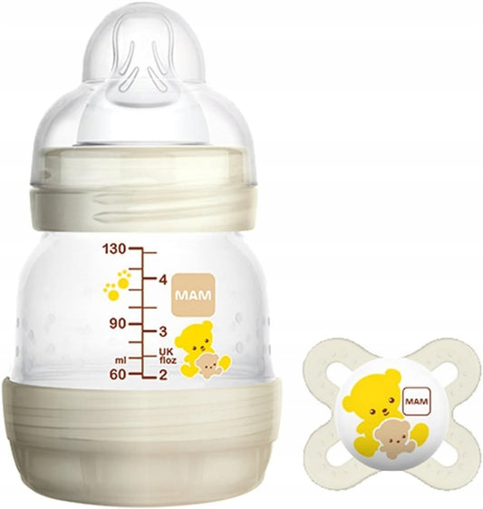 MAM Easy Start butelka antykolkowa 130ml + smoczek antykolkowa butelka dla niemowląt 0 msc+, BPA free