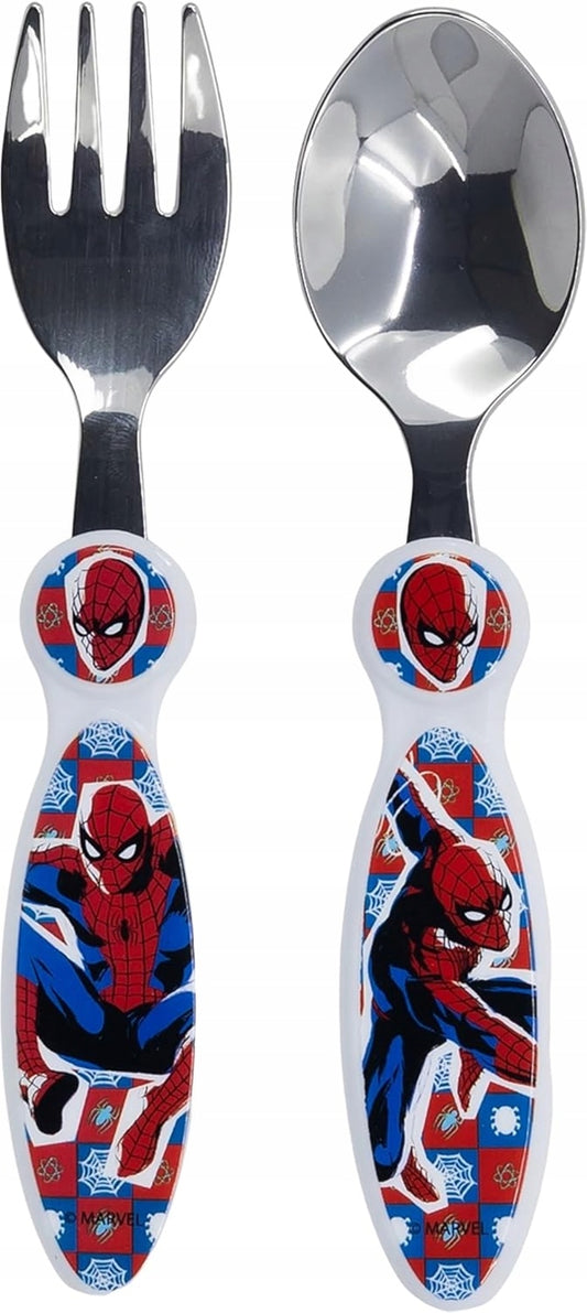STOR Gabel und Löffel aus Edelstahl 14 cm SPIDERMAN