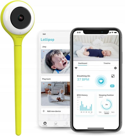 LOLLIPOP babyalarm med Full HD-kamera og åndedrætsmonitor