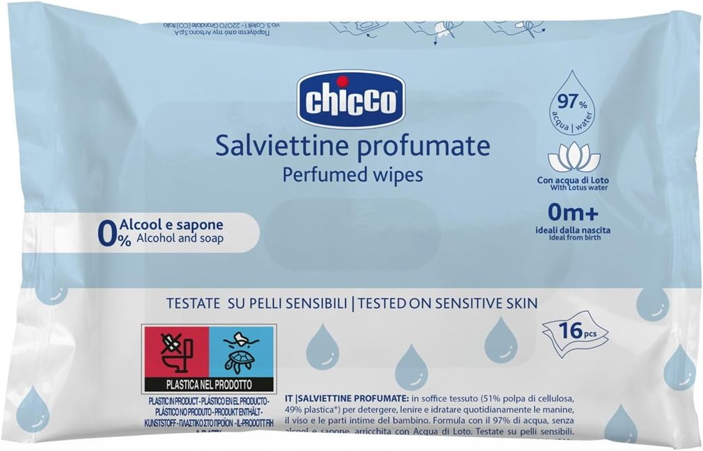 CHICCO salviettine umidificate profumate con estratto di fiore di loto x16