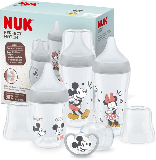 NUK Perfect Match σετ εκκίνησης μπιμπερό + πιπίλα Mickey Mouse