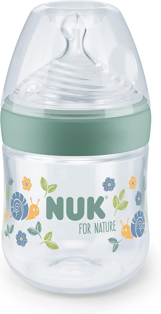 NUK For Nature cumisüveg 150 ml 1 hónap+ S méretű cumi lassú folyás hőmérséklet-ellenőrzéssel