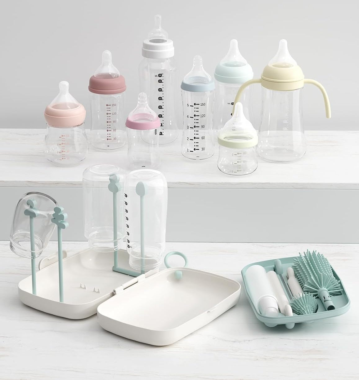MOMCOZY 7-in-1 Reise-Reinigungsset für Flaschen, Schnuller und Trinkhalme + Etui