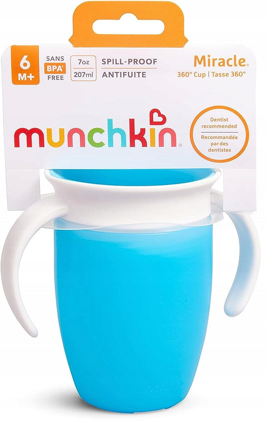 MUNCHKIN Miracle kubek 360 6msc+ 207ml niebieski, niekapek z uchwytami, BPA free