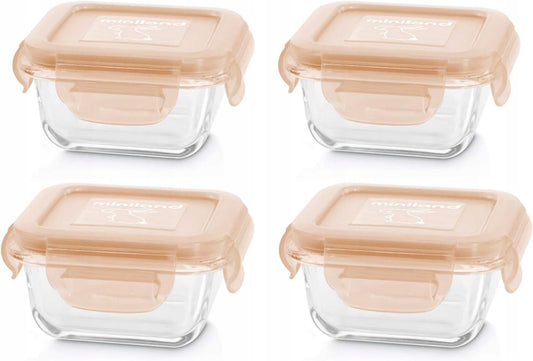 MINILAND NaturSquare glasbeholdere til mad 160 ml 4 stk KANIN