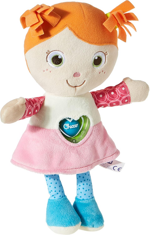 CHICCO Emily plüss baba csörgővel a szívében, 26 cm