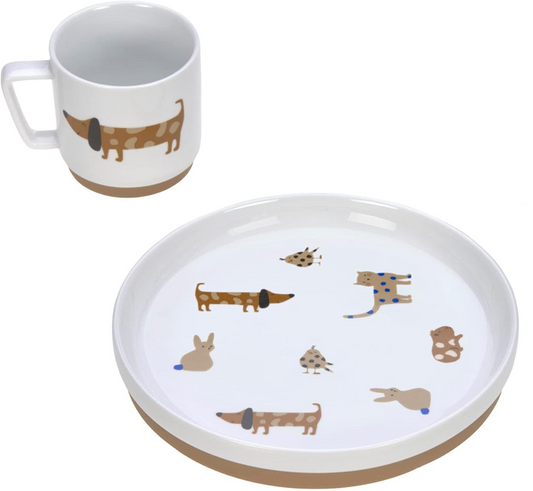 LASSIG Little Mateys set de vajilla de porcelana 2 piezas para niños