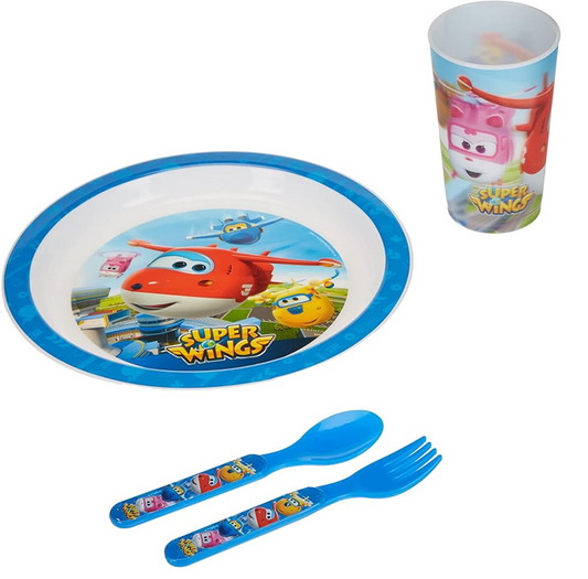 Set colazione OLED Super Wings piatto tazza posate 3 anni+