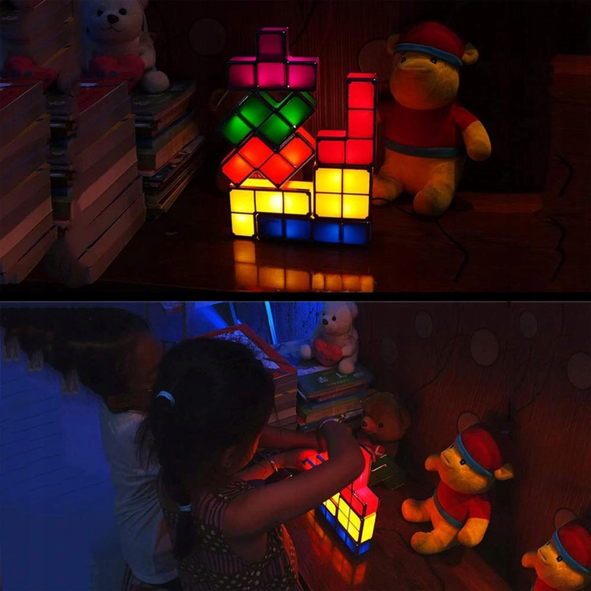 JUSTUP The Magic Block LED нощна лампа 7 елемента 7 цвята TETRIS