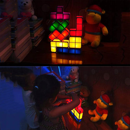 JUSTUP The Magic Block LED нощна лампа 7 елемента 7 цвята TETRIS
