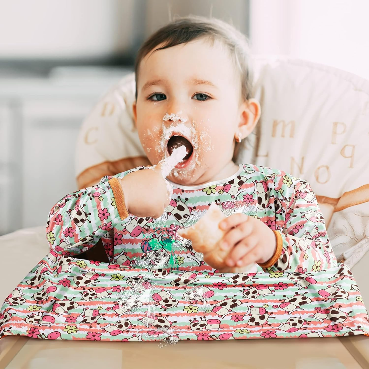 LENBEST Bavaglini per bambini bavaglino impermeabile con maniche 6 mesi+