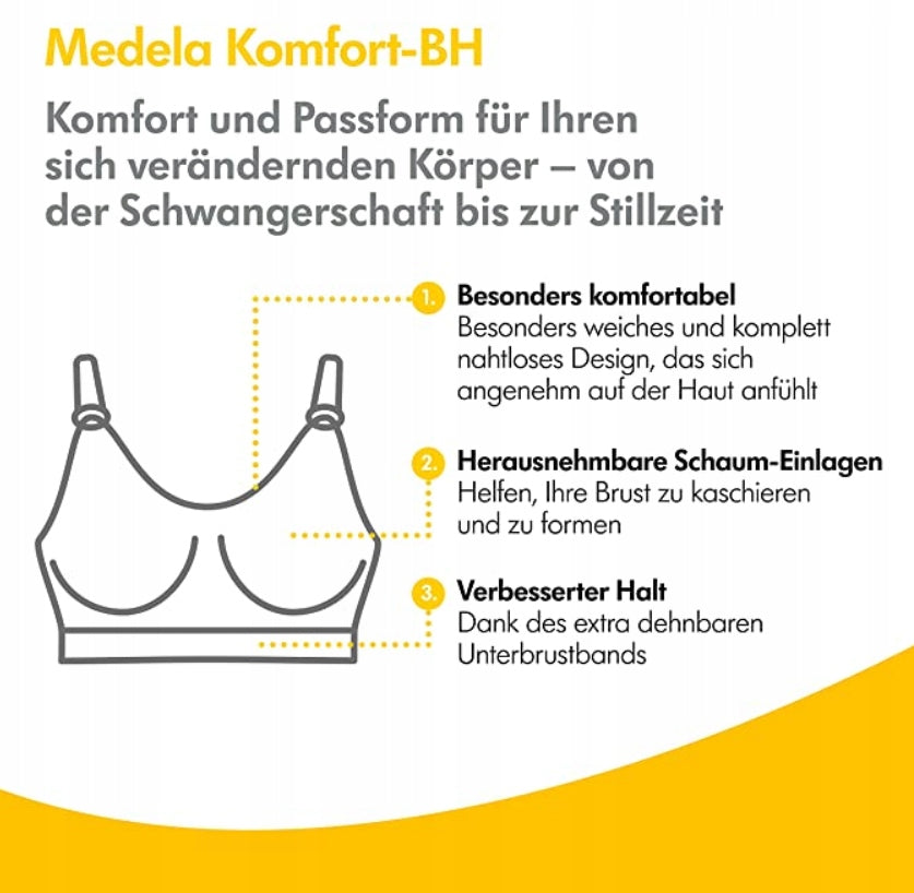 MEDELA biustonosz do karmienia KOMFORT +wkładki S, bezszwowy komfort i wsparcie dla mam