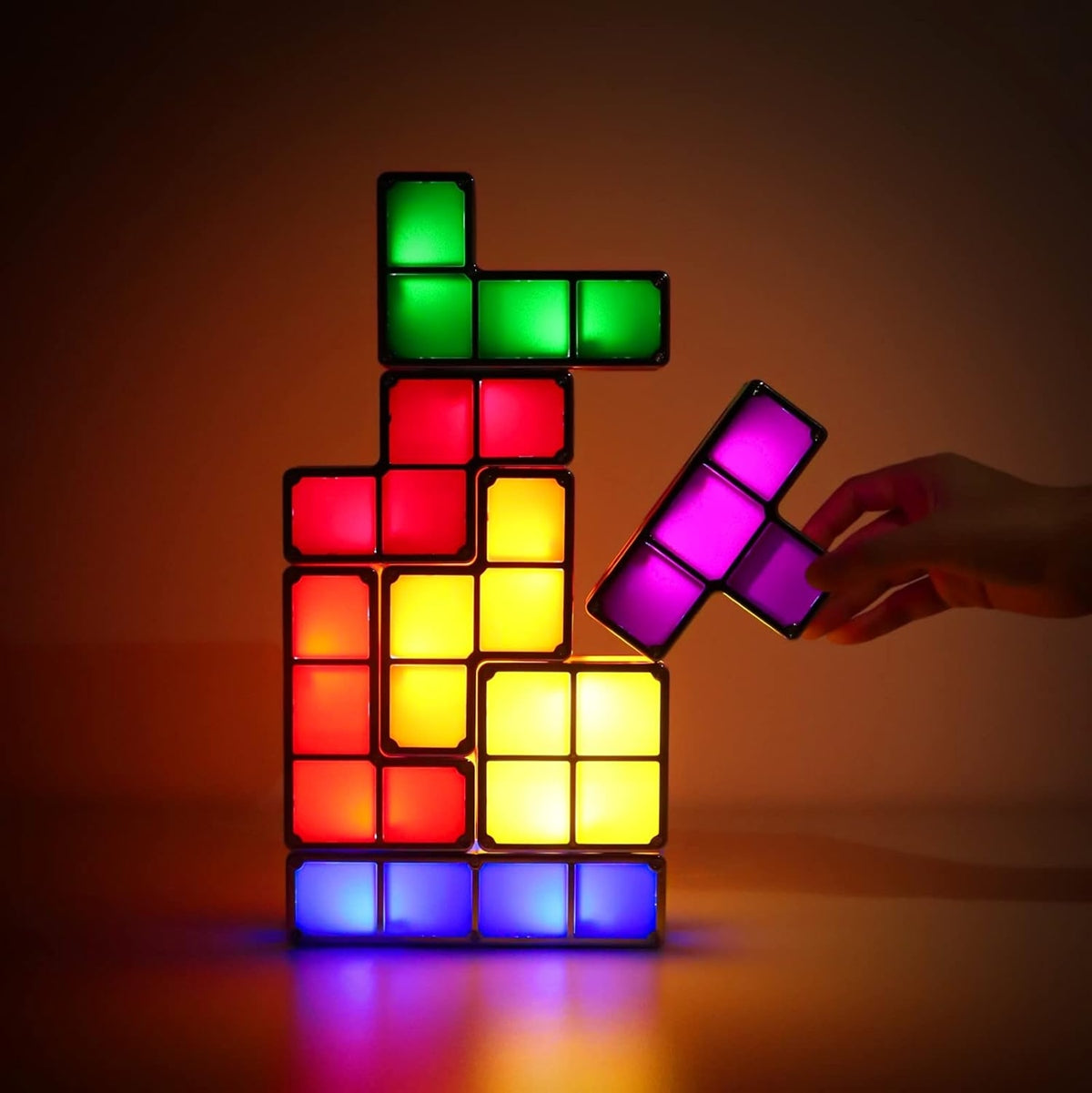 JUSTUP The Magic Block LED нощна лампа 7 елемента 7 цвята TETRIS