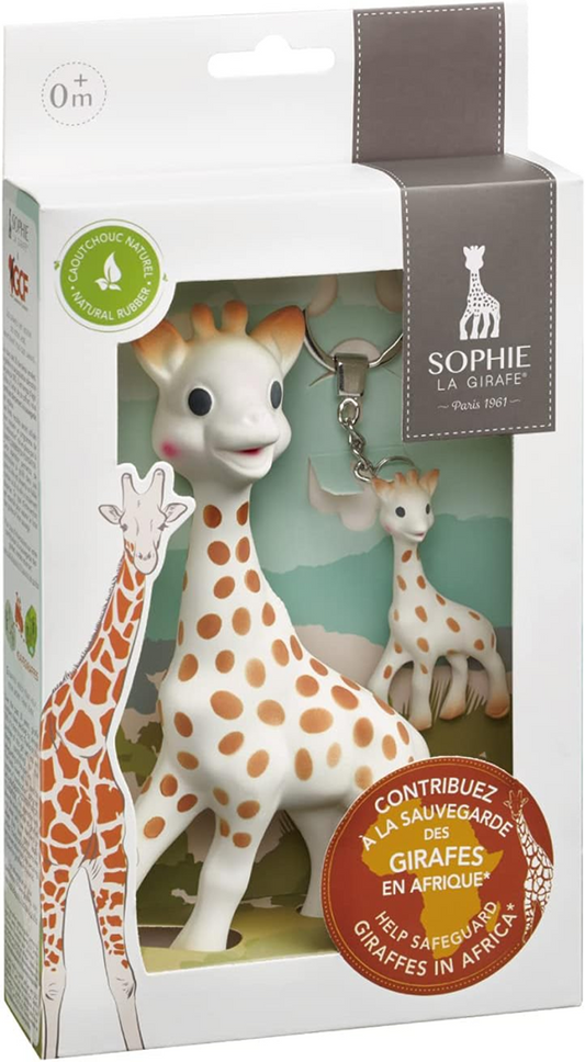 GIRAFA SOPHIE mordedor natural SO PURE 18CM + porta-chaves