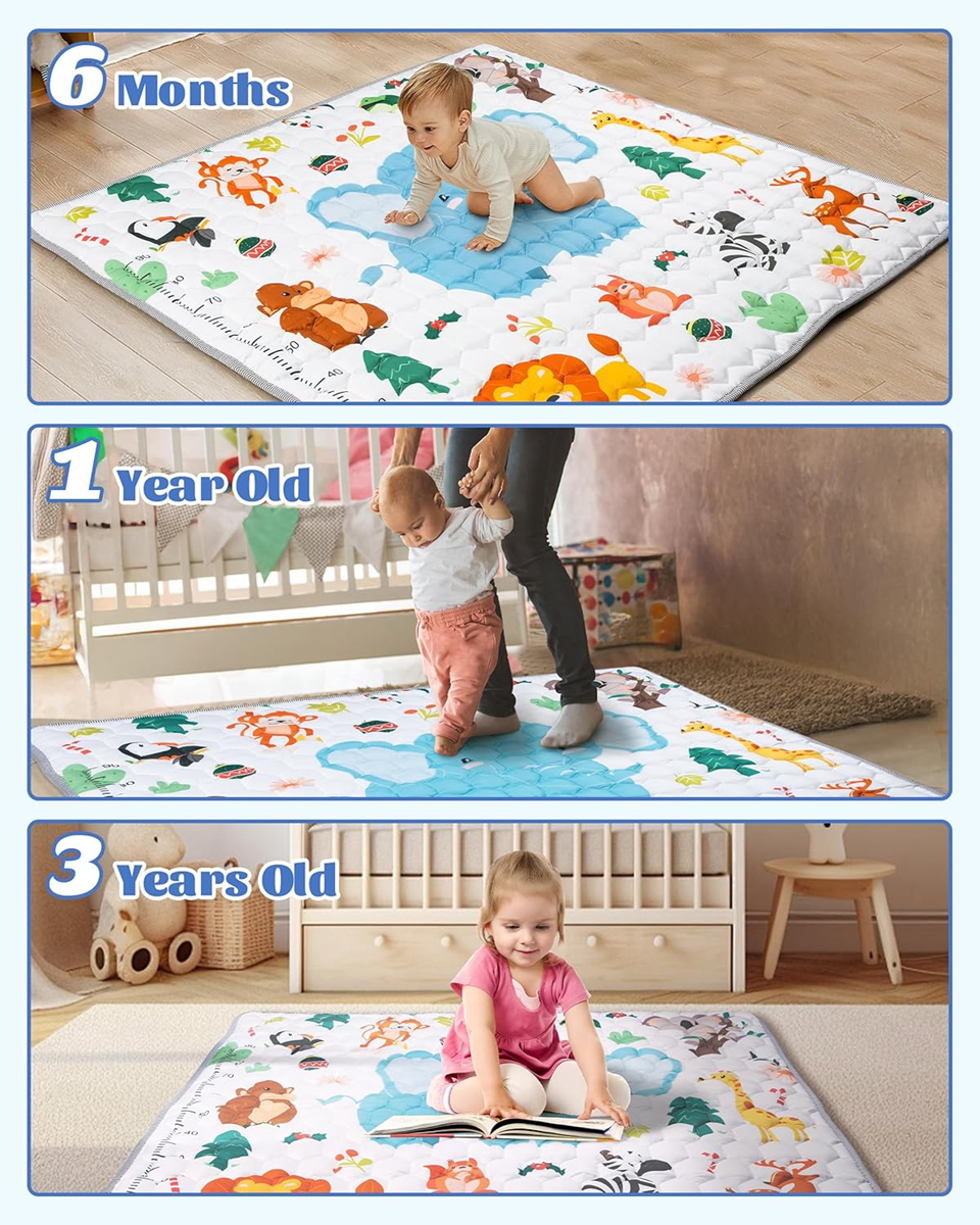 FUNSLAND tappeto da gioco per neonati con misuratore di altezza 127x127cm