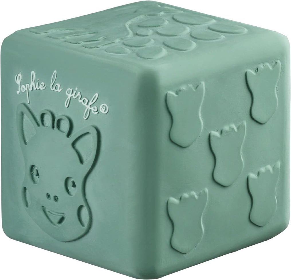 VULLI Cube gummikub med texturer för lek 7,3 cm GIRAFFEN SOPHIE