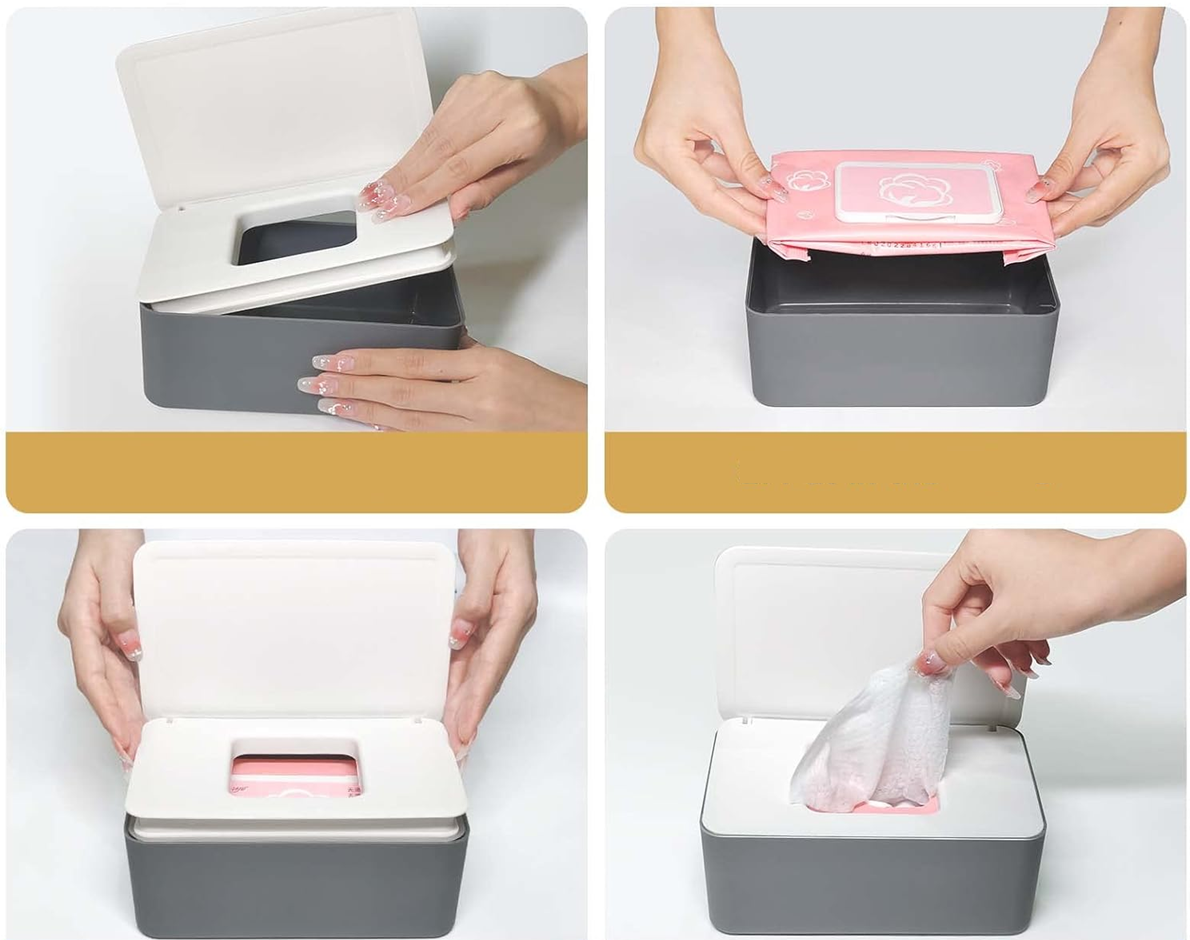 CONTENITORE per salviette umidificate con guarnizione e coperchio 10,1 x 21 cm