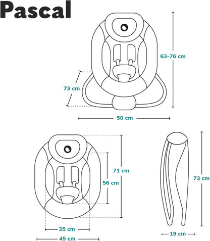LIONELO PASCAL 2w1 sdraietta dondolo fino a 9kg melodie + vibrazioni