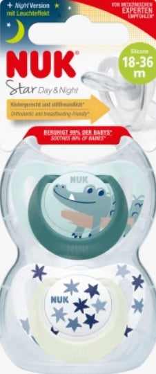 NUK STAR Day&Night πιπίλα x2 18-36 μηνών