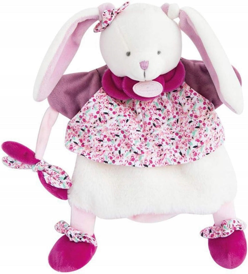 DOUDOU et COMPAGNE Handpuppen-Kuscheltier HASE KIRSCHE 28 cm