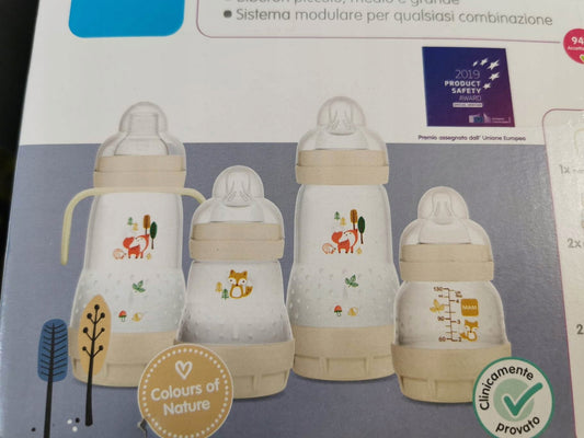 MAM zestaw startowy Easy Start Anti-Colic XXL 11el. beżowe butelki antykolkowe z ilustracjami zwierząt