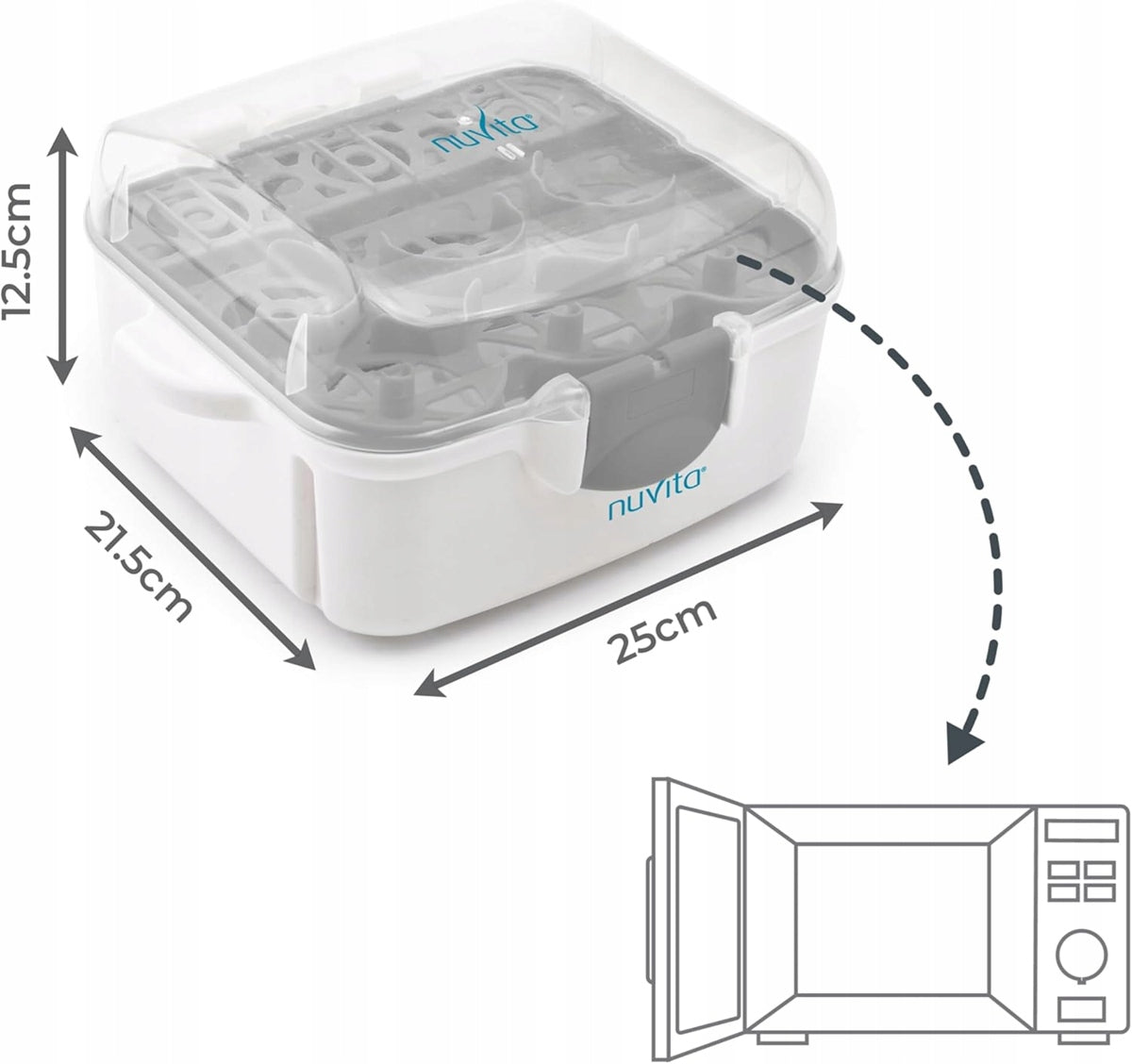 NUVITA 1085 sterilizzatore a microonde per 3 biberon e accessori