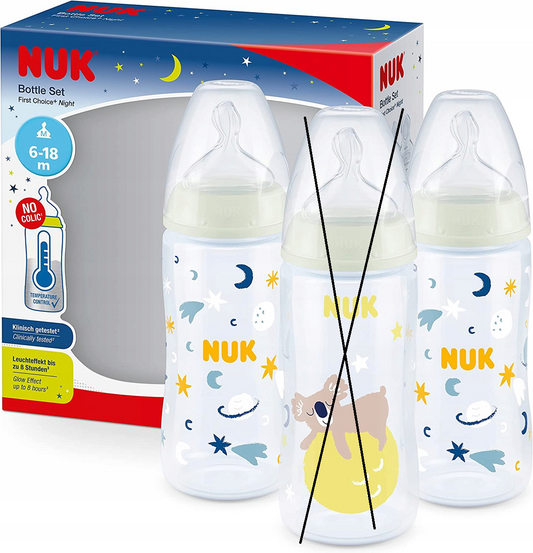 NUK NIGHT комплект бутилки 2x 300 ml КОНТРОЛ НА ТЕМП.