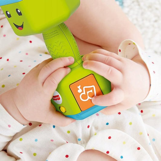 FISHER-PRICE interaktive Hantel Rassel Geräusche Licht DEUTSCH