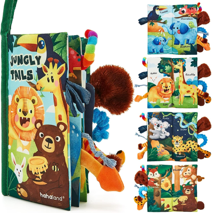 HAHALAND Jungly Tails érzékszervi könyv FÜGGŐDÍSZ 12,5 22 db cm