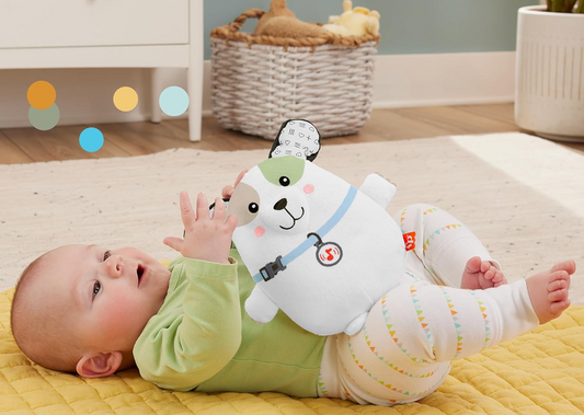 FISHER-PRICE Snuga Puppy plüss kutyus dallamokkal és rezgéssel KISKUTYA 18 cm