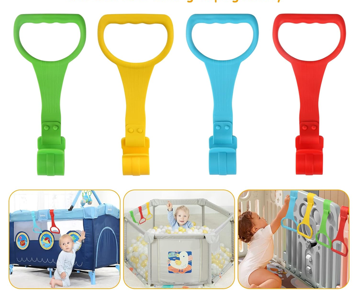 JOY PLUS maniglie in silicone per lettino che facilitano al bambino di alzarsi 4 pezzi