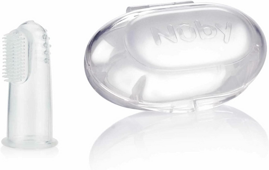 NUBY silikontandborste för finger + etui