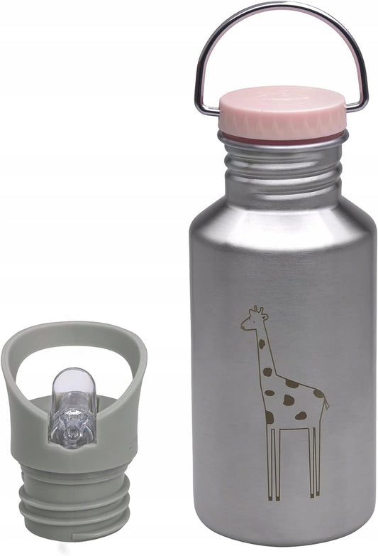 LASSIG Adventure bidon ze stali nierdzewnej 500 ml, różowo-szary z dwiema zakrętkami i uchwytem