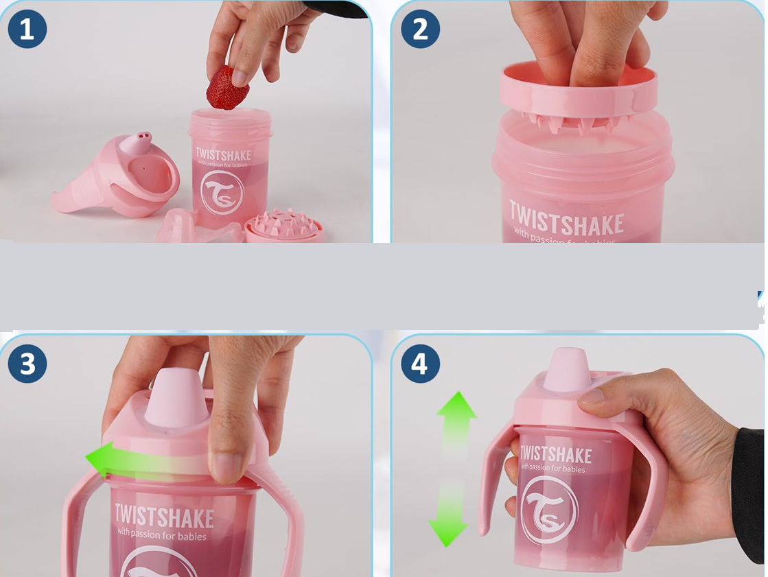 TWISTSHAKE Mini Cup tazza antigoccia con beccuccio e frullatore 230 ml 4 m+