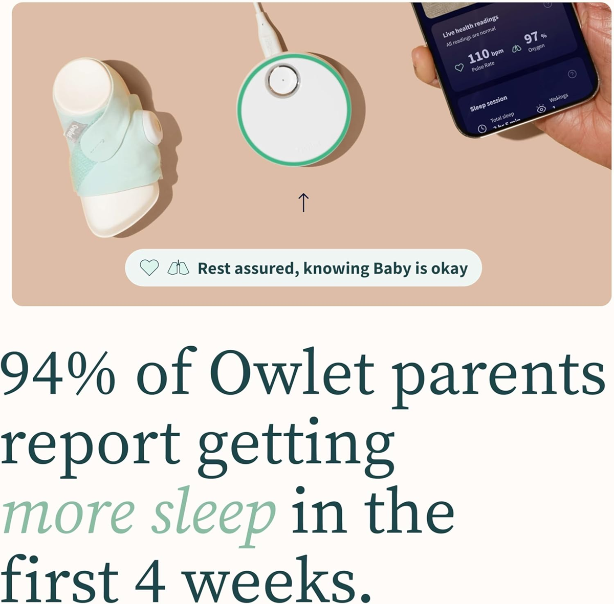 OWLET DREAM SOCK pulsioxímetro y pulsómetro 2 en 1 para bebés 0-18 meses