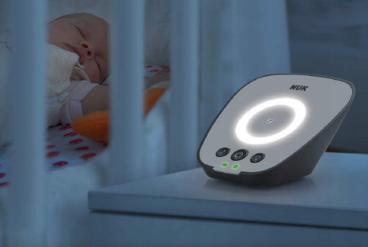NUK Eco Control 530D elektroniczna niania FHSS, biało-czarny monitor z podświetleniem przy łóżeczku dziecka