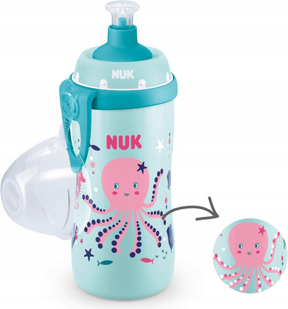 NUK Junior Cup BUTELKA 18 m+ ustnik push-pull 300 ml EFEKT KAMELEONA