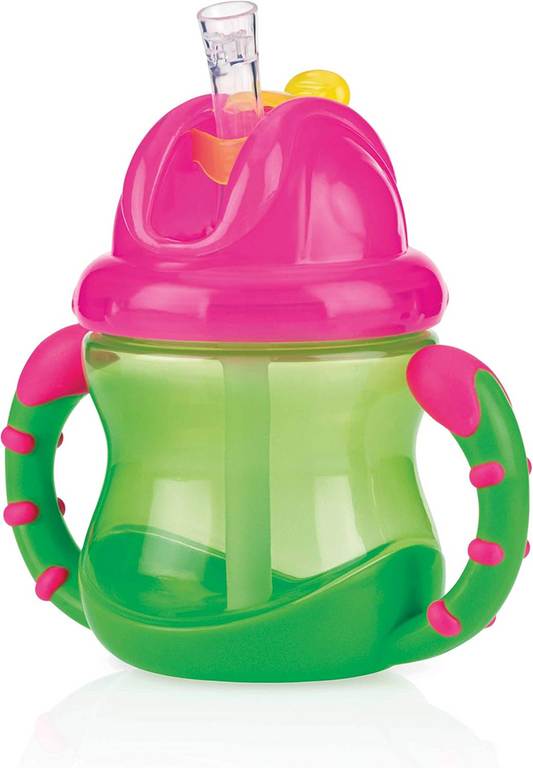 NUBY Flip-it Cup tazza antigoccia con cannuccia 12 m+ 240 ml