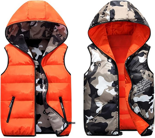 JIAMY gilet matelassé à capuche réversible 110-120
