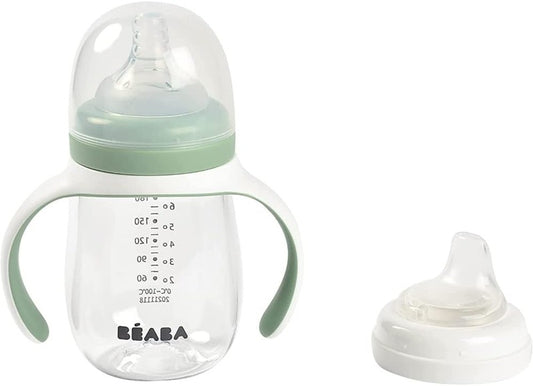 BEABA Training Bottle 2-en-1, tasse antigoutte avec deux embouts de 210 ml à partir de 4 mois
