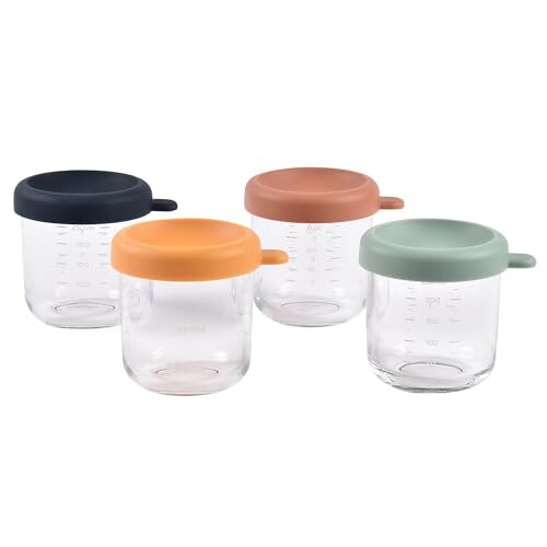 Béaba Sunrise matförvaringsbehållare i glas med lock 250ml x4