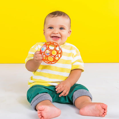 BRIGHT STARTS Oball Rattle гризалка за хващане с дрънкалки 10 cm