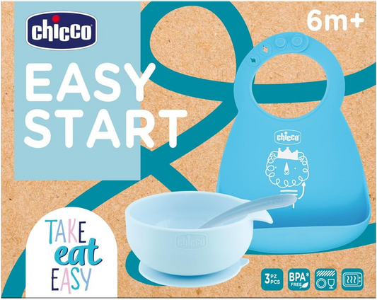 CHICCO Easy Start Silikon-Set Schale Löffel Lätzchen