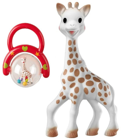 Set GIRAFFA SOPHIE per neonati anello da dentizione naturale + sonaglio
