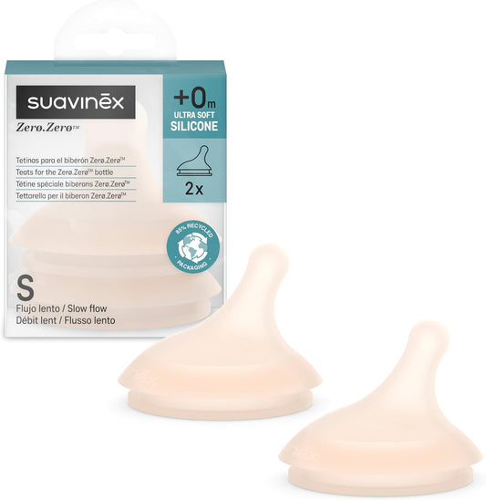 SUAVINEX Zero Zero θηλή μπιμπερό (S) Αργής ροής 0m+ x2
