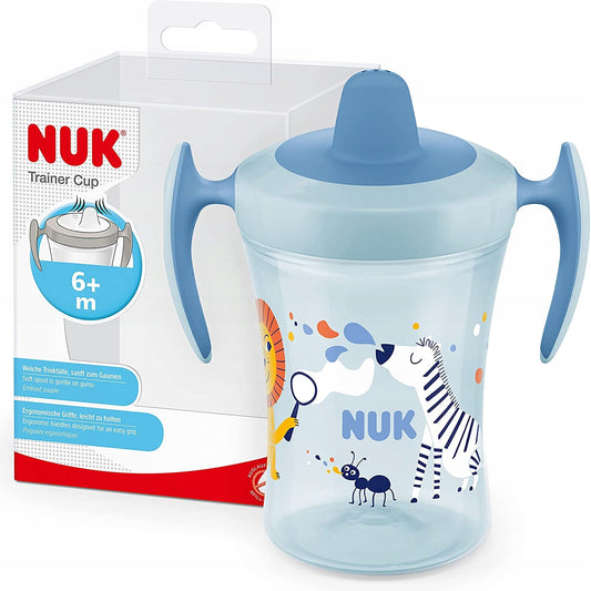 NUK Trainer Cup HRNČEK NEKAPKÁČ lev a zebra 6 m+ 230 ml